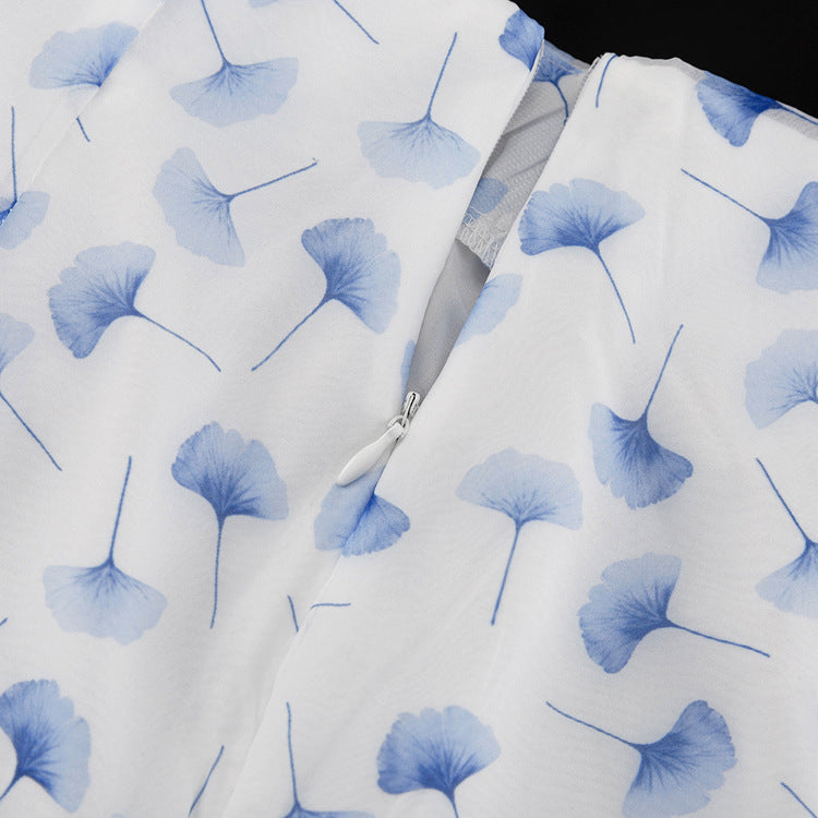 Elegant Blue Floral Peplum Maxi Dress