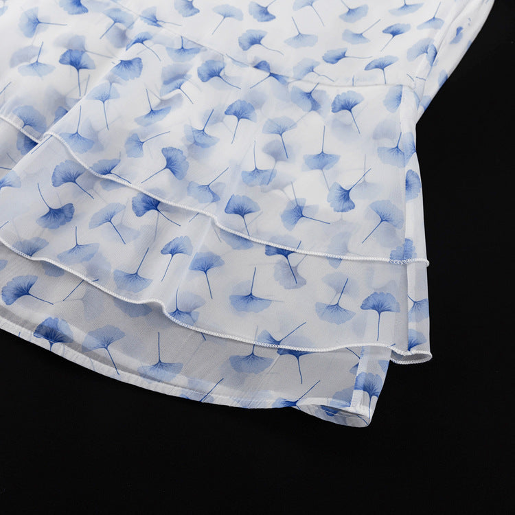 Elegant Blue Floral Peplum Maxi Dress