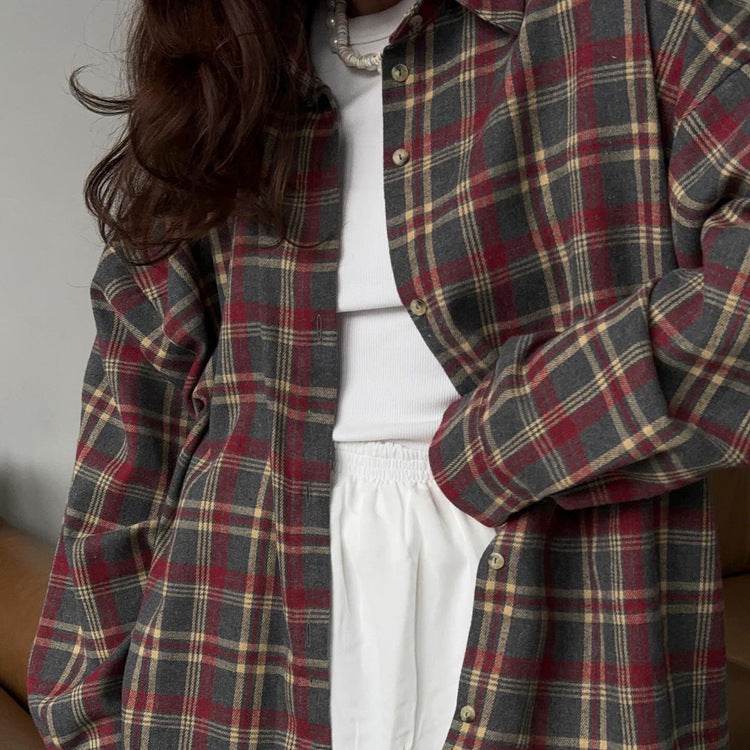 Plaid Oversized Shirt Jacket – Casual & Cozy Style