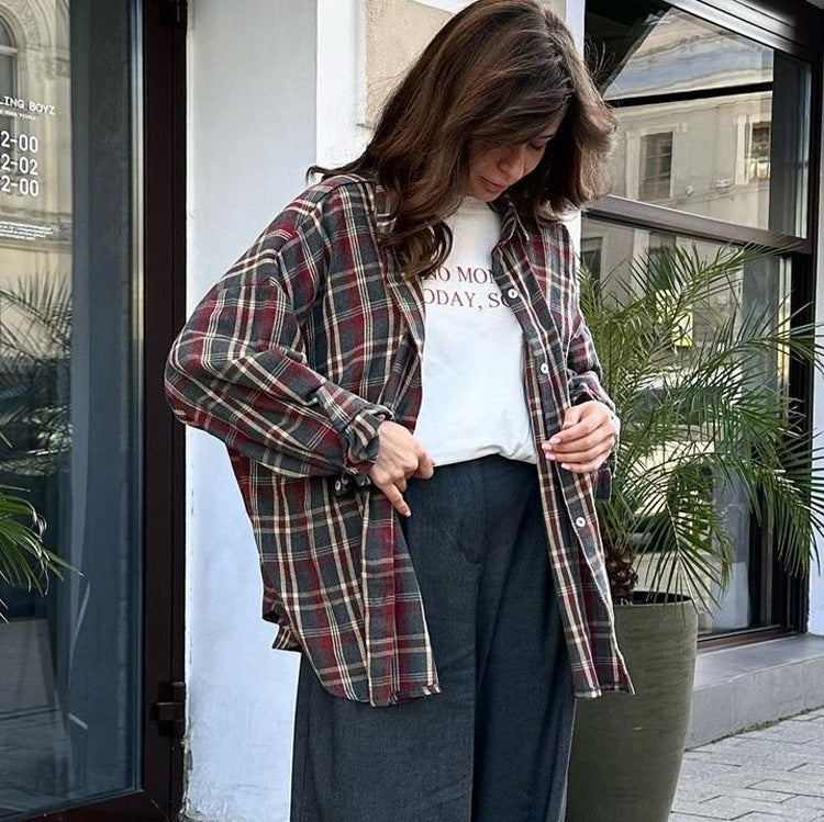 Plaid Oversized Shirt Jacket – Casual & Cozy Style