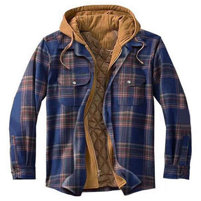 Men’s Premium Quilted Flannel Hoodie Jacket – Warm, Stylish & Built for Winter