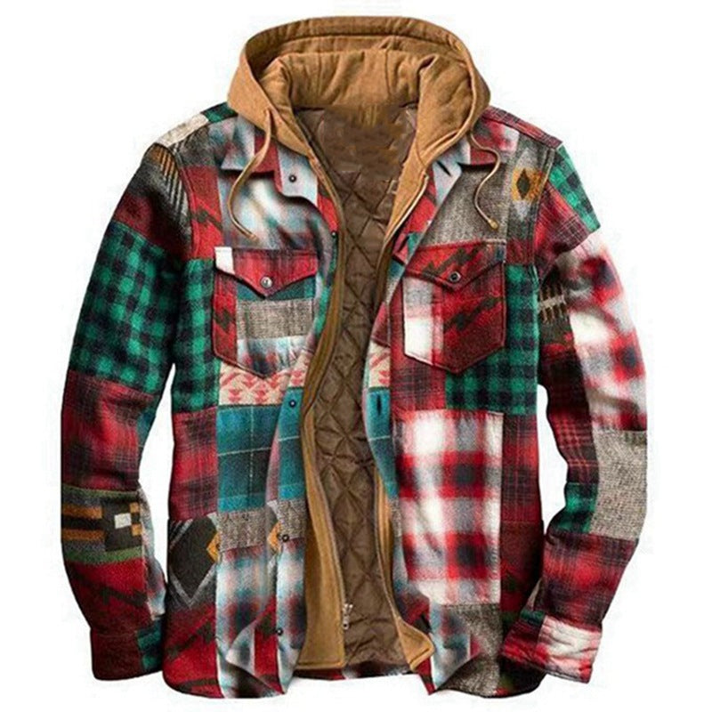 Men’s Premium Quilted Flannel Hoodie Jacket – Warm, Stylish & Built for Winter