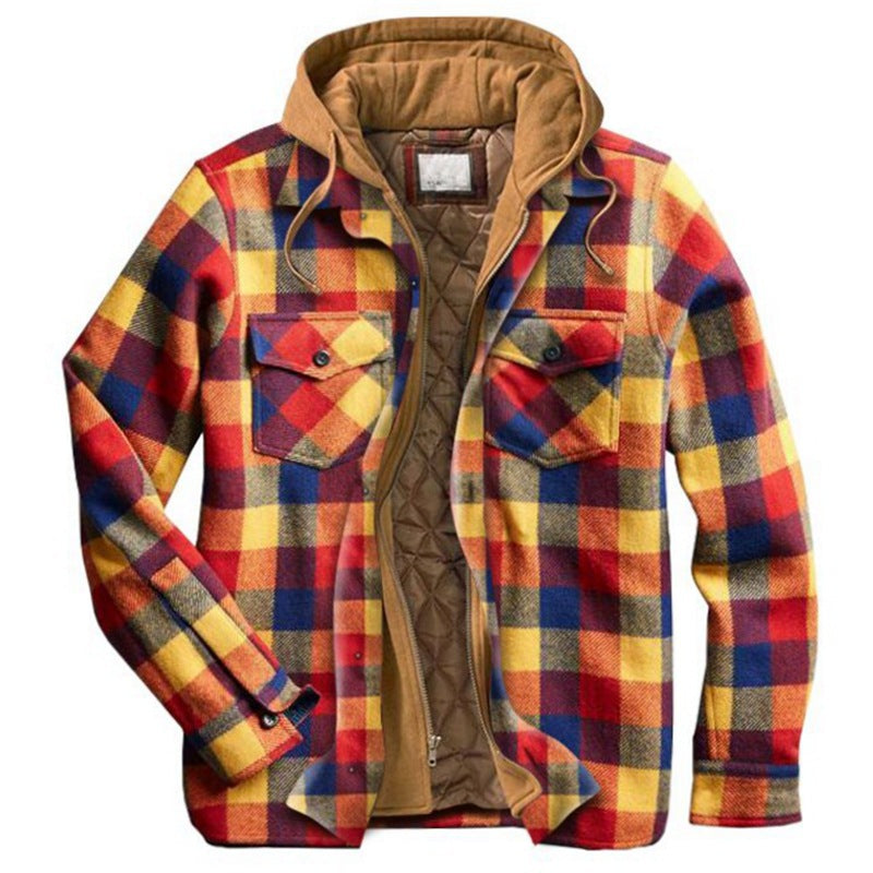 Men’s Premium Quilted Flannel Hoodie Jacket – Warm, Stylish & Built for Winter