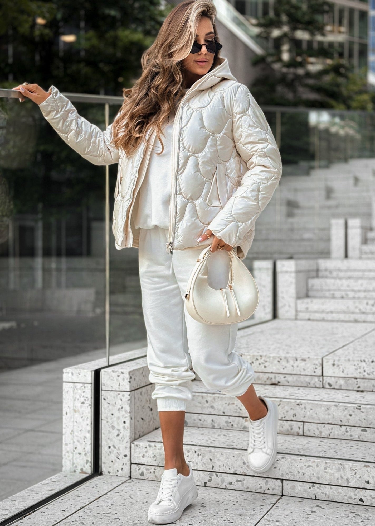 Women’s Oversized Metallic-Texture Puffer Jacket