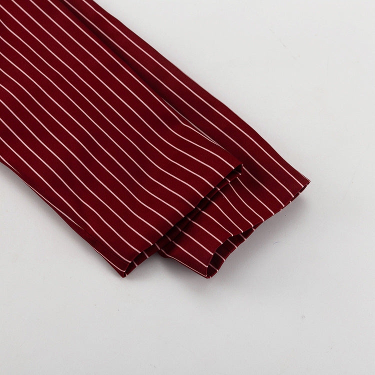 Wine Red Striped Blazer & Shorts Set – Premium Elegance