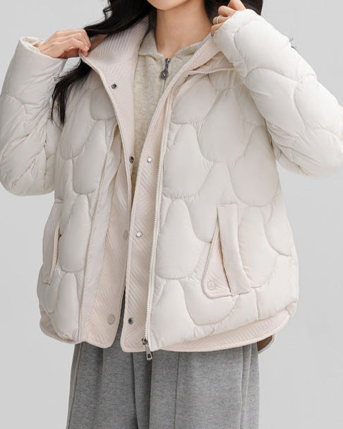 Women’s Oversized Metallic-Texture Puffer Jacket