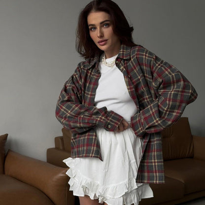 Plaid Oversized Shirt Jacket – Casual & Cozy Style