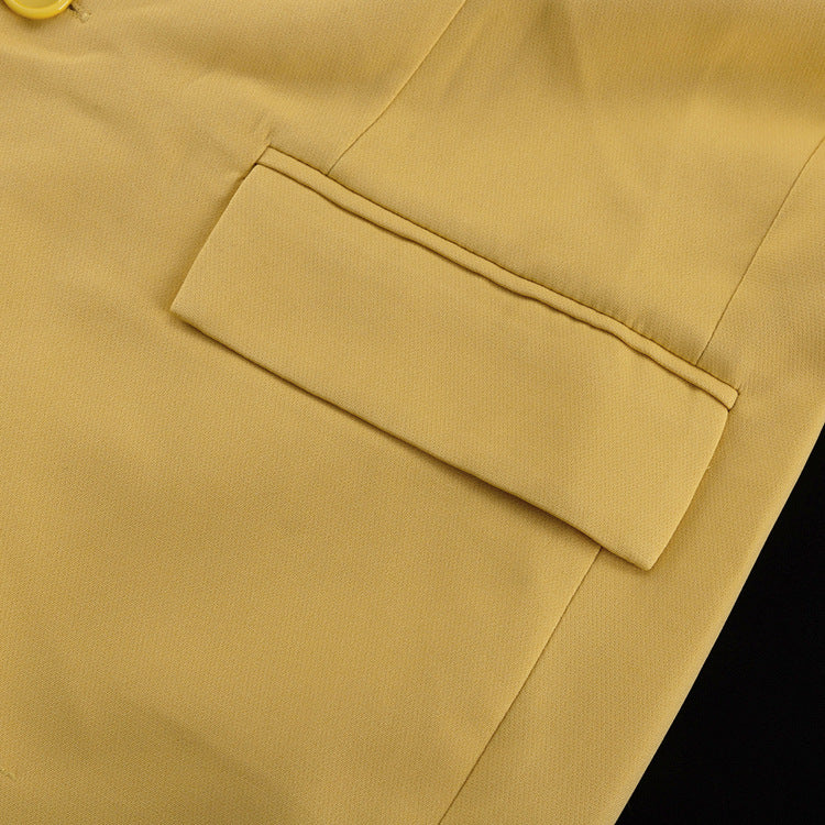 Power-Shoulder Oversized Blazer & Wide-Leg Pants Set – Chartreuse