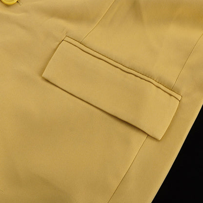 Power-Shoulder Oversized Blazer & Wide-Leg Pants Set – Chartreuse