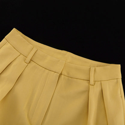 Power-Shoulder Oversized Blazer & Wide-Leg Pants Set – Chartreuse