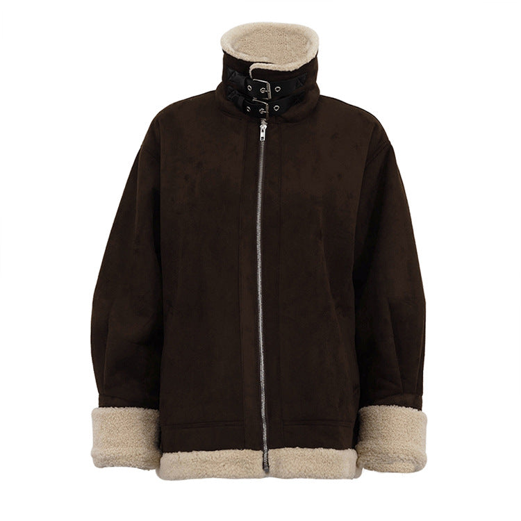 Nordic Shearling-Lined Aviator Jacket – Coffee Brown