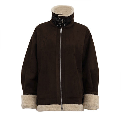 Nordic Shearling-Lined Aviator Jacket – Coffee Brown
