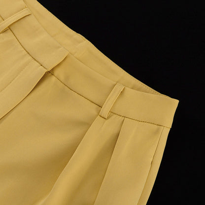 Power-Shoulder Oversized Blazer & Wide-Leg Pants Set – Chartreuse