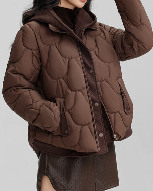 Women’s Oversized Metallic-Texture Puffer Jacket