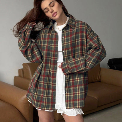Plaid Oversized Shirt Jacket – Casual & Cozy Style