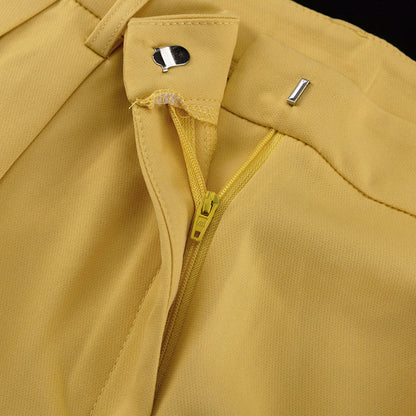 Power-Shoulder Oversized Blazer & Wide-Leg Pants Set – Chartreuse