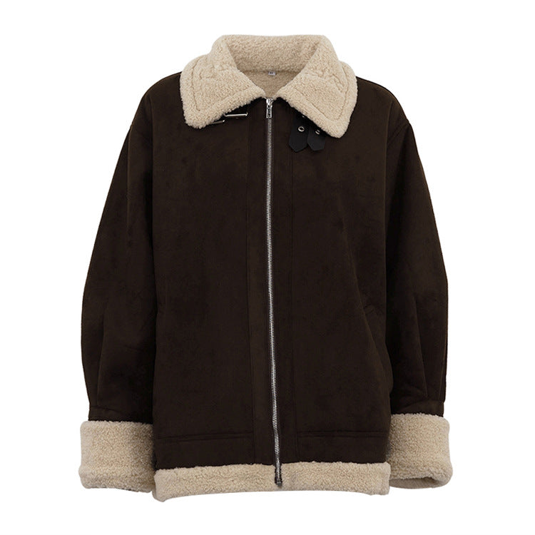 Nordic Shearling-Lined Aviator Jacket – Coffee Brown