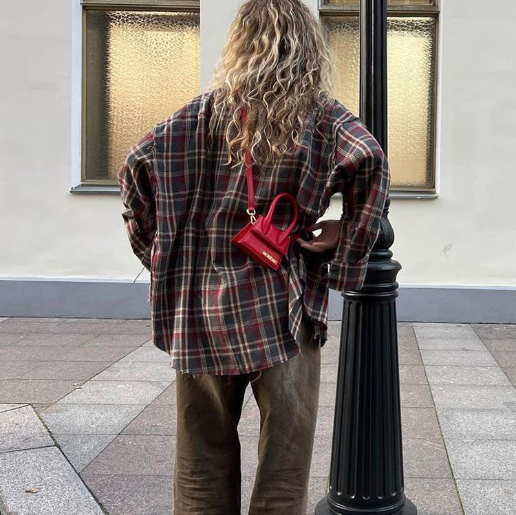 Plaid Oversized Shirt Jacket – Casual & Cozy Style