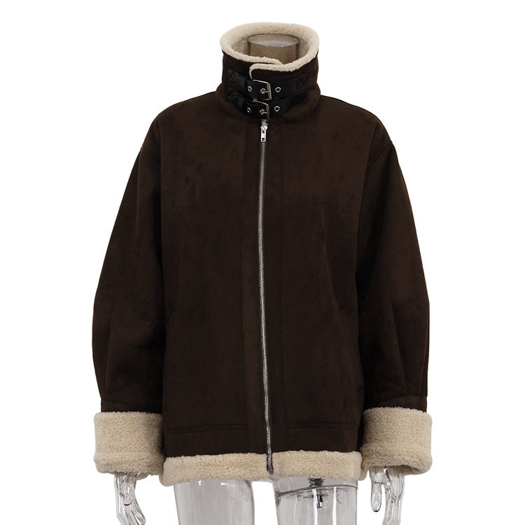 Nordic Shearling-Lined Aviator Jacket – Coffee Brown