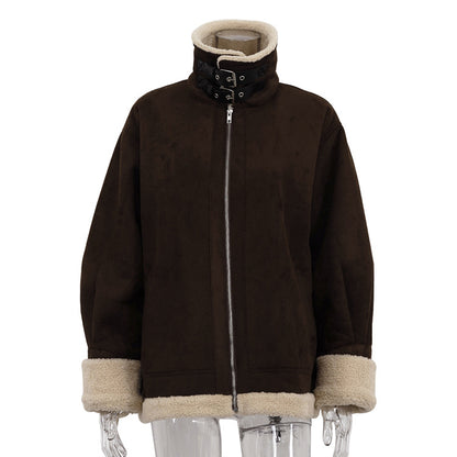 Nordic Shearling-Lined Aviator Jacket – Coffee Brown