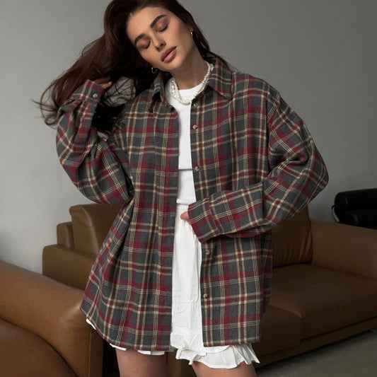 Plaid Oversized Shirt Jacket – Casual & Cozy Style