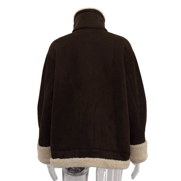 Nordic Shearling-Lined Aviator Jacket – Coffee Brown