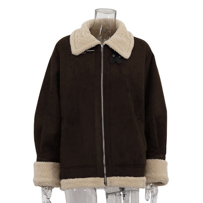 Nordic Shearling-Lined Aviator Jacket – Coffee Brown