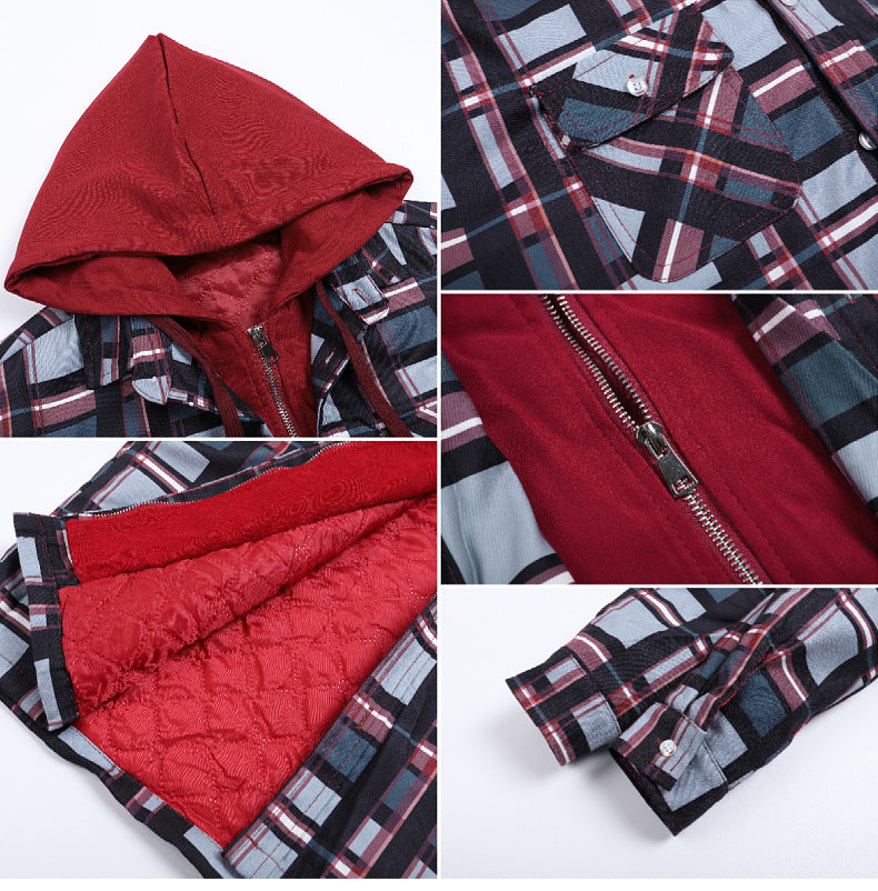 Men’s Premium Quilted Flannel Hoodie Jacket – Warm, Stylish & Built for Winter