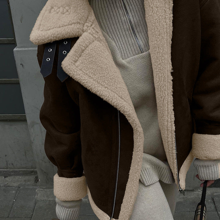 Nordic Shearling-Lined Aviator Jacket – Coffee Brown