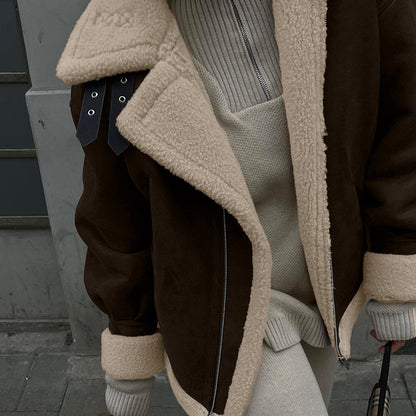 Nordic Shearling-Lined Aviator Jacket – Coffee Brown