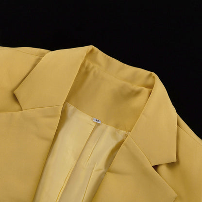 Power-Shoulder Oversized Blazer & Wide-Leg Pants Set – Chartreuse