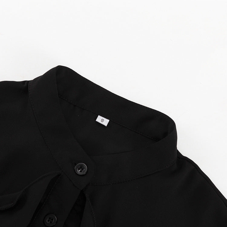 Dramatic Ruffle Front Blouse with Flared Bell Sleeves