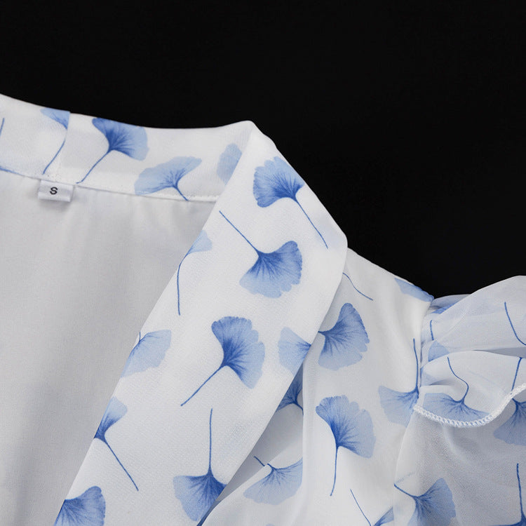 Elegant Blue Floral Peplum Maxi Dress