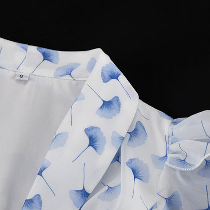 Elegant Blue Floral Peplum Maxi Dress