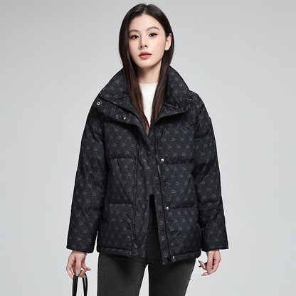 Women’s High-Neck Printed Puffer Jacket – Cozy Winter Warmth
