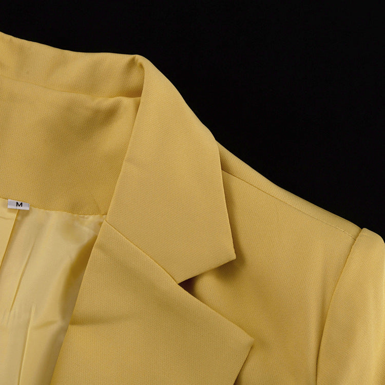 Power-Shoulder Oversized Blazer & Wide-Leg Pants Set – Chartreuse