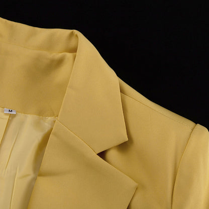 Power-Shoulder Oversized Blazer & Wide-Leg Pants Set – Chartreuse