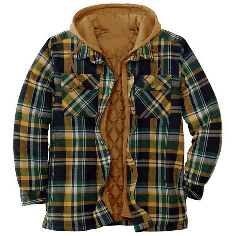 Men’s Premium Quilted Flannel Hoodie Jacket – Warm, Stylish & Built for Winter
