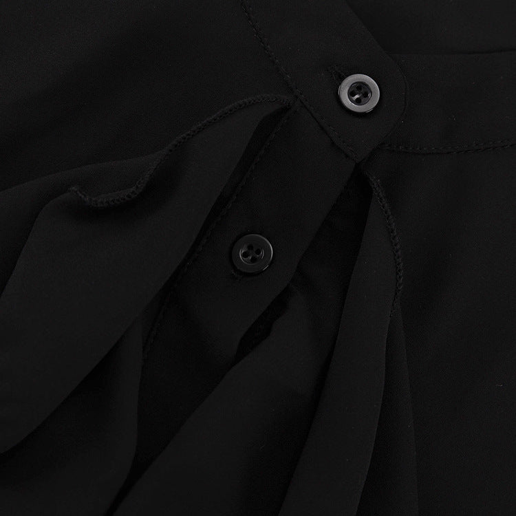 Dramatic Ruffle Front Blouse with Flared Bell Sleeves