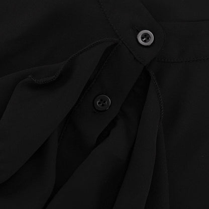 Dramatic Ruffle Front Blouse with Flared Bell Sleeves
