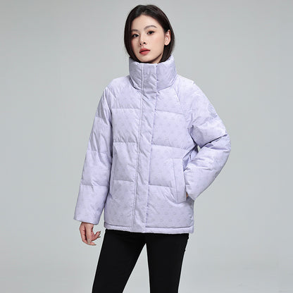 Women’s High-Neck Printed Puffer Jacket – Cozy Winter Warmth