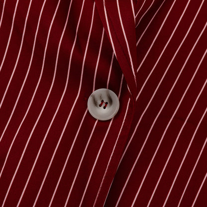 Wine Red Striped Blazer & Shorts Set – Premium Elegance