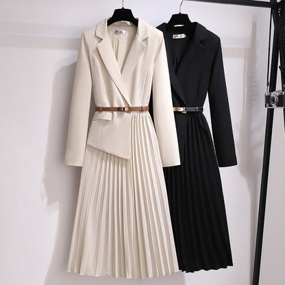 Pleated Midi Blazer Dress