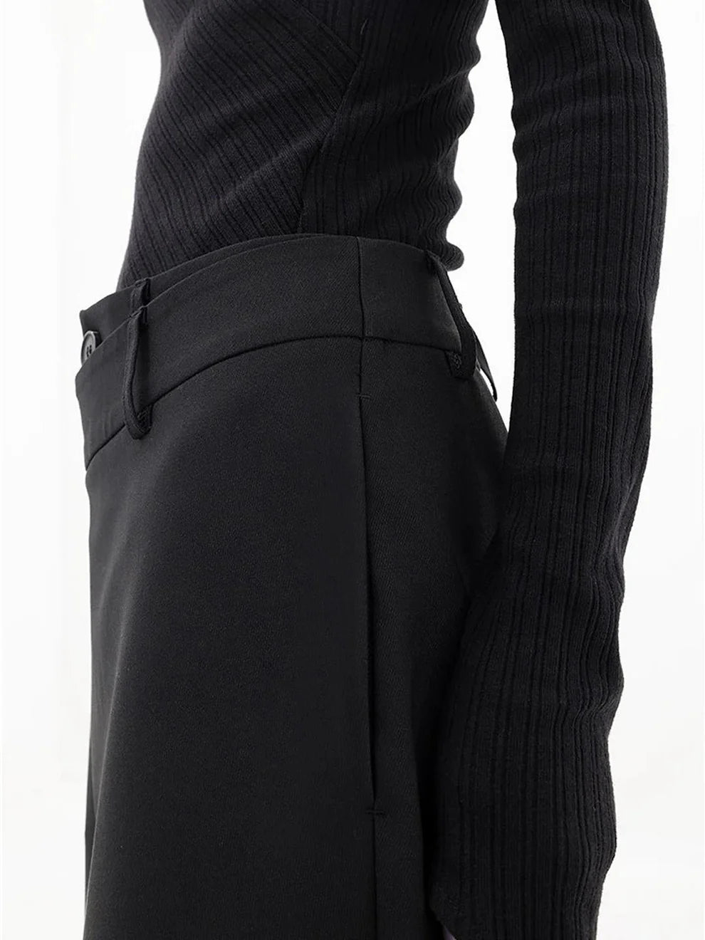 Asymmetric Wrap Wide-Leg Pants – High Waist, Streetwear Style