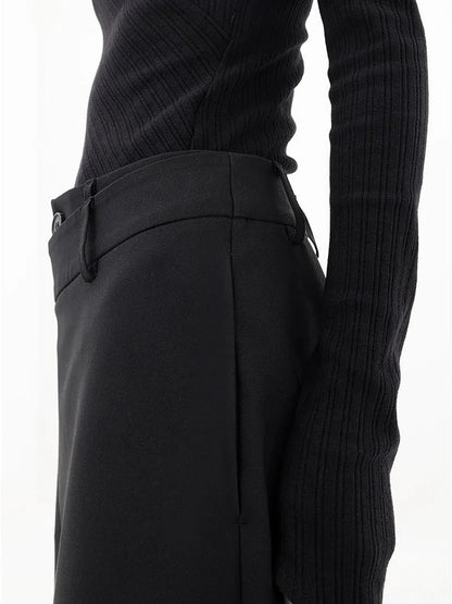 Asymmetric Wrap Wide-Leg Pants – High Waist, Streetwear Style