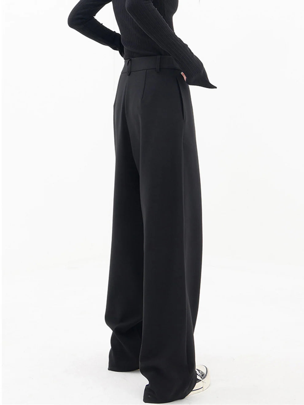 Asymmetric Wrap Wide-Leg Pants – High Waist, Streetwear Style