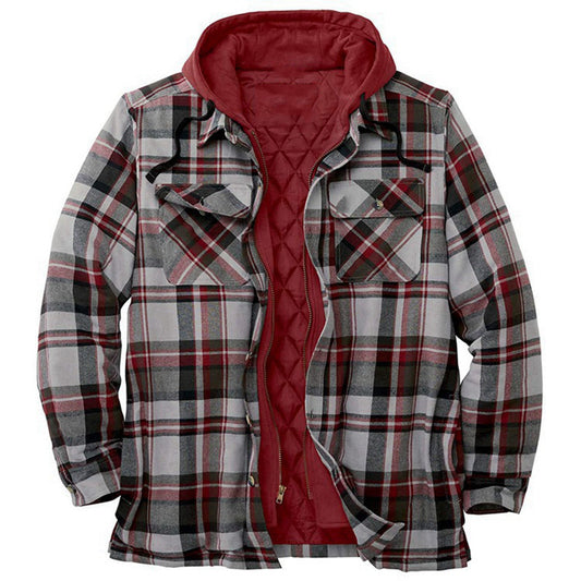Men’s Premium Quilted Flannel Hoodie Jacket – Warm, Stylish & Built for Winter