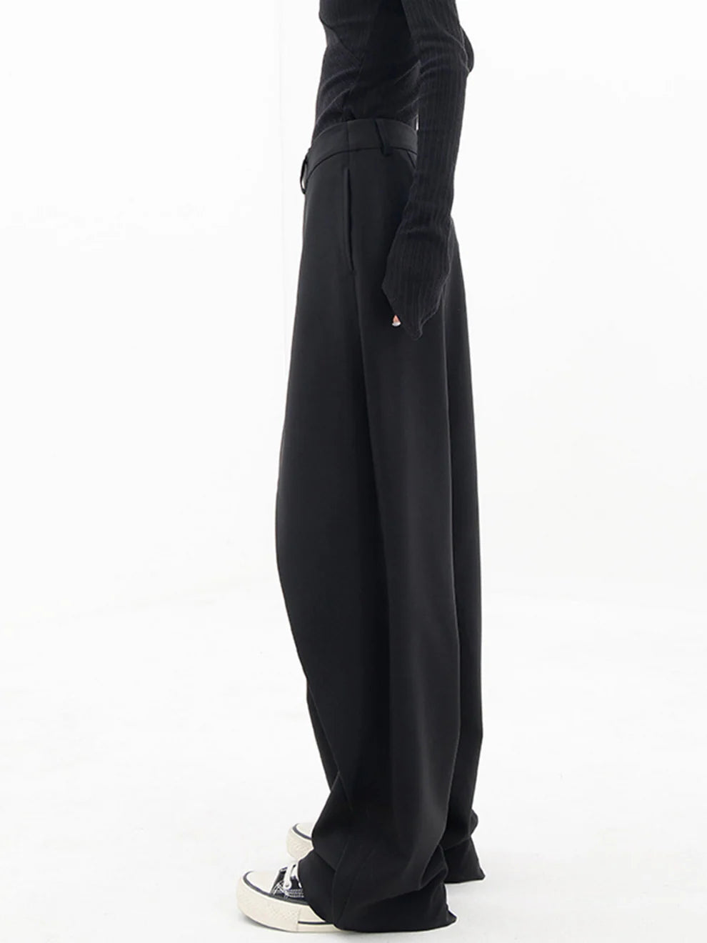 Asymmetric Wrap Wide-Leg Pants – High Waist, Streetwear Style