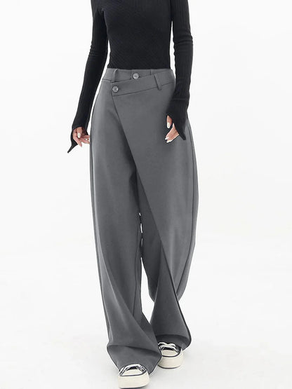 Asymmetric Wrap Wide-Leg Pants – High Waist, Streetwear Style