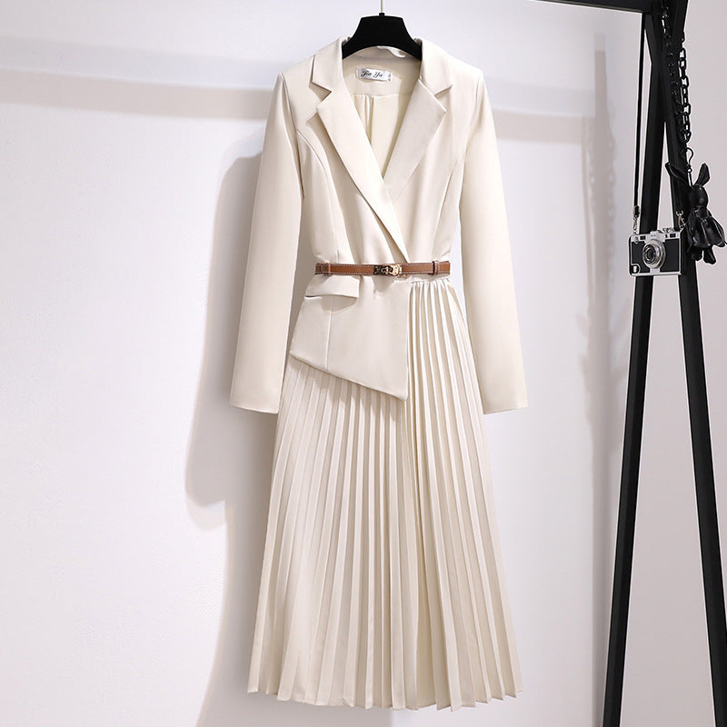 Pleated Midi Blazer Dress